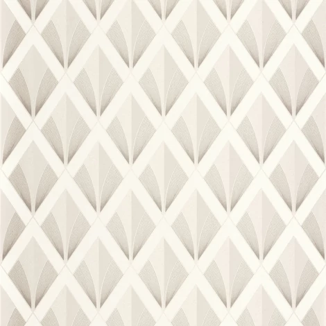 Casadeco Art deco elegáns arany-fehér vlies tapéta Chrysler Blanc Neige 53 cm X 10 m