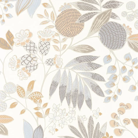 Casadeco Vidám botanikai mintás natúr szín összeállítású vinyl tapéta Palm Springs Naturel 53 cm X 10 m