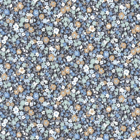 Casadeco Apró virág mintás romantikus kék vlies tapéta Pansy Encre/Bleu 53 cm X 10 m