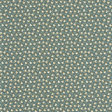 Casadeco Romantikus apró virágos zöld vlies tapéta Darwin Tulip Vert Anglais 53 cm X 10 m