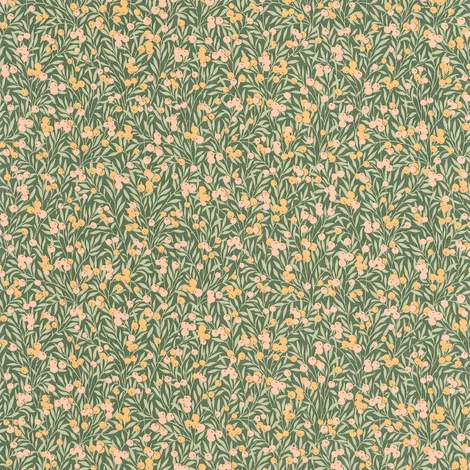Casadeco Színes bogyós romantikus zöld vlies tapéta Cherry Vert/Nude 53 cm X 10 m