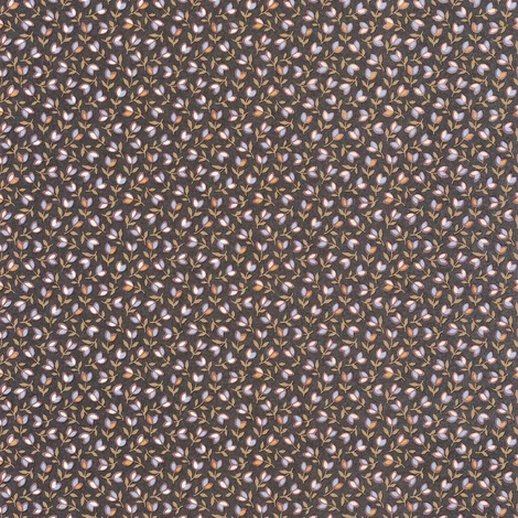 Casadeco Romantikus apró virágos fekete vlies tapéta Darwin Tulip Noir/Bordeaux 53 cm X 10 m