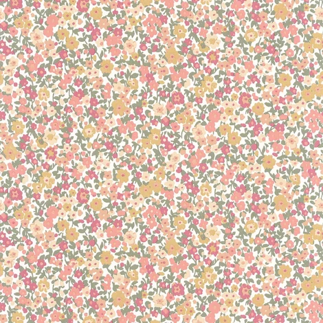 Casadeco Apró virág mintás romantikus rózsaszín-bézs vlies tapéta Pansy Kaki/Rouge/Beige 53 cm X 10 m