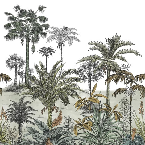 Casadeco Pálmafás zöld vlies poszter tapéta Nicoya Vert Taiga 200 cm X 2,5 m