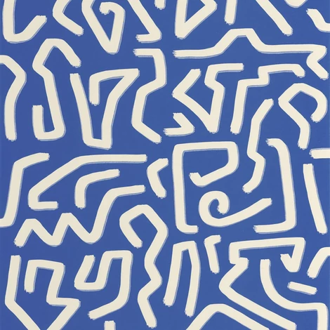 Casadeco Absztrakt mintás kék vlies tapéta Symbol Bleu Indigo 53 cm X 10 m