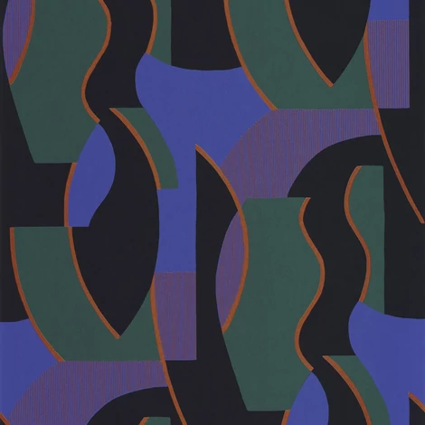 Casadeco Absztrakt mintás modern kék-zöld vlies tapéta Concept Encre/Emeraude 53 cm X 10 m