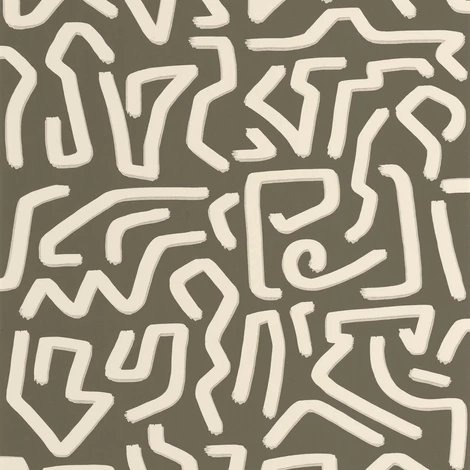 Casadeco Absztrakt mintás keki zöld vlies tapéta Symbol Kaki 53 cm X 10 m