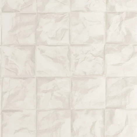 Casadeco 3D hatású rácsmintás törtfehér vlies tapéta Papier Froisse Craie 53 cm X 10 m