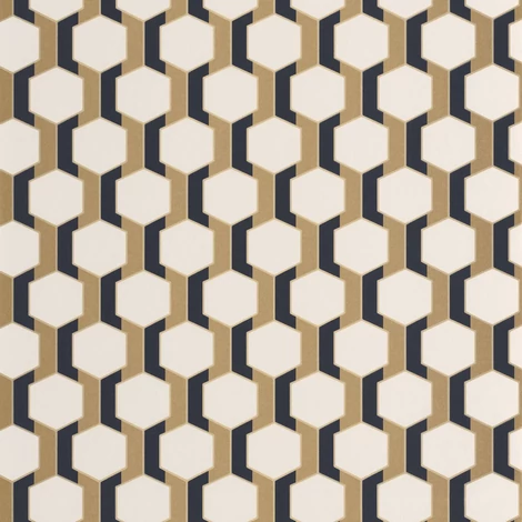 Casadeco Arany-fekete geometriai mintás vlies tapéta Hamilton Mordore 53 cm X 10 m
