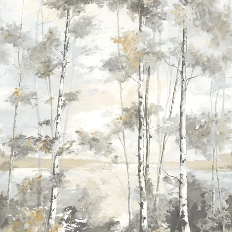 Casadeco Skandináv erdő mintás szürke vlies poszter tapéta Foret Boreale Gris Havernl 200 cm X 2,5 m