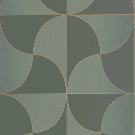 Casadeco Absztrakt mintás elegáns zöld vlies tapéta szatén fénnyel Virevolte Vert Taiga 53 cm X 10 m