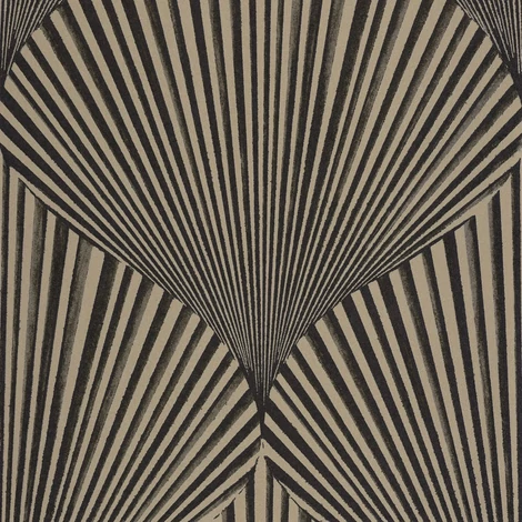 Casadeco Legyező mintás 3D hatású fekete vlies tapéta Semiramis Noir Reglisse 53 cm X 10 m