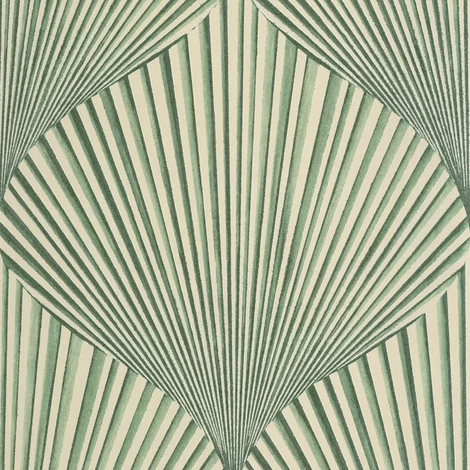 Casadeco Legyező mintás 3D hatású zöld vlies tapéta Semiramis Vert Nil 53 cm X 10 m