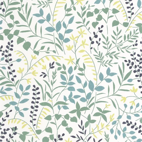 Casadeco Apró levélmintás kék-zöld vlies tapéta La Bastide Bleu Mediterranee/Anis 53 cm X 10 m