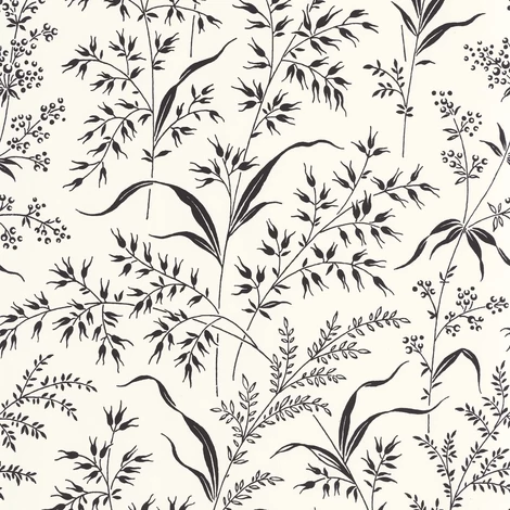 Casadeco Fűszál mintás fekete-fehér vlies tapéta Grass Field Fusain 53 cm X 10 m