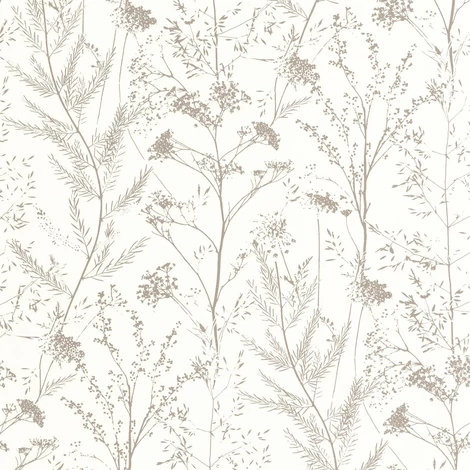 Casadeco Mezei virág mintás fehér-bézs vinyl tapéta Prairie Lin 53 cm X 10 m