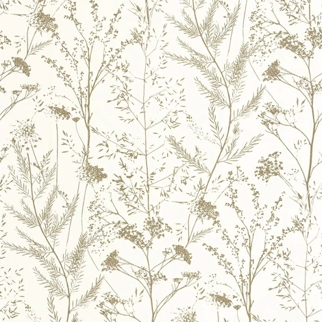 Casadeco Mezei virág mintás fehér-zöld vinyl tapéta Prairie Olive 53 cm X 10 m