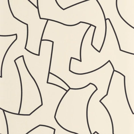 Casasdeco Vonal mintás absztrakt fekete-bézs vlies tapéta Maze Game Noir 53 cm X 10 m