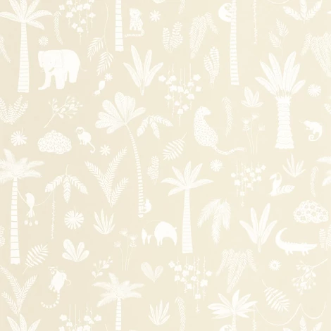Casadeco Állatos dzsungel mintás bézs vlies tapéta Poetic Jungle Lin 53 cm X 10 m