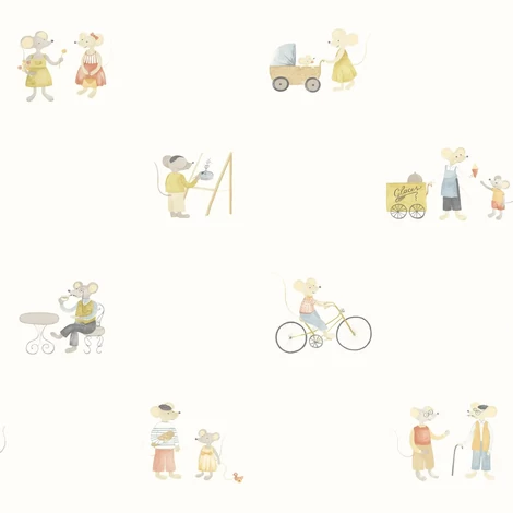 Casadeco Egérkés színes vlies tapéta Neighbors Of The Village Multicolore 53 cm X 10 m