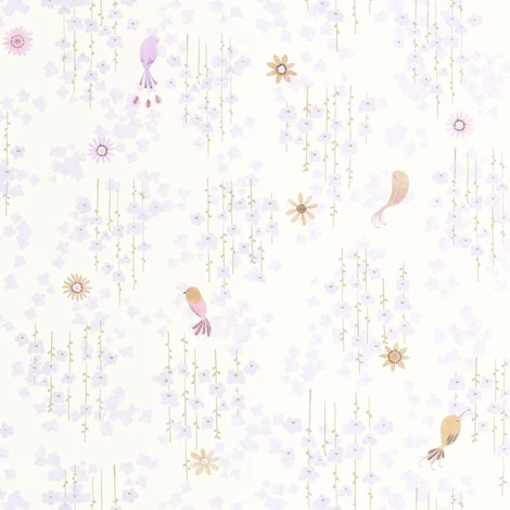 Casadeco Apró madár mintás lila vlies tapéta Tropical Birds Parme 53 cm X 10 m