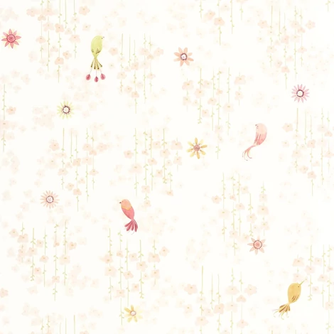 Casadeco Apró madár mintás halvány rózsaszín vlies tapéta Tropical Birds Rose Blush 53 cm X 10 m