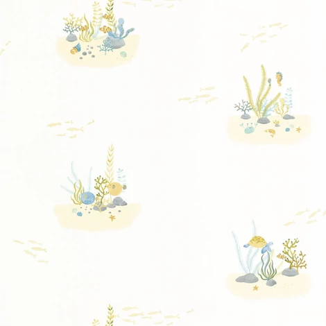 Casadeco Korallzátony mintás kék-fehér vlies tapéta Coral Reef Vert Aqua 53 cm X 10 m