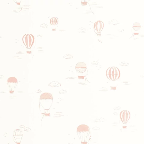 Casadeco Hőlégballonos rózsaszín-fehér vlies tapéta Balloons In The Clouds Rose Blush 53 cm X 10 m
