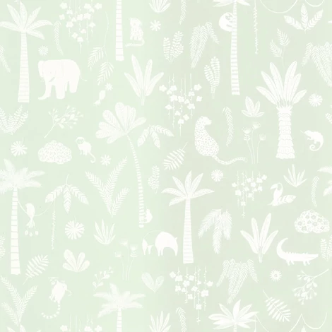 Casadeco Állatos dzsungel mintás világoskék vlies tapéta Poetic Jungle Bleu Lagon 53 cm X 10 m