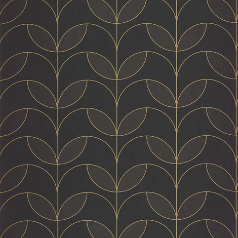 Casadeco Elegáns fekete vlies tapéta metál fénnyel Mistinguett Noir Fusain 53 cm X 10 m