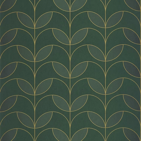 Casadeco Elegáns zöld vlies tapéta metál fénnyel Mistinguett Vert Empire 53 cm X 10 m