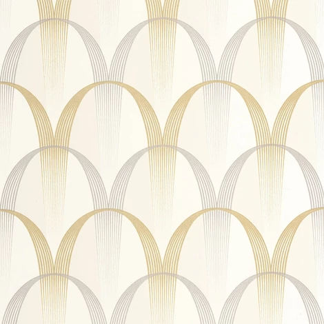 Casadeco Geometrikus sárga-fehér vlies tapéta Entree Des Artistes Blanc Calcaire/Gris 53 cm X 10 m