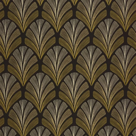 Casadeco Elegáns Art deco barna vlies tapéta Folies St James Tabac 53 cm X 10 m