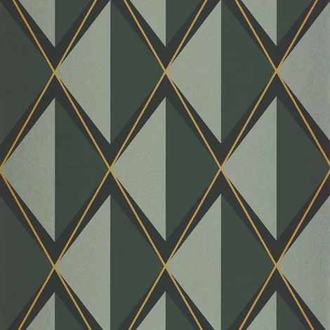 Casadeco Zöld vlies tapéta geometrikus mintával Chaplin Vert Taiga 53 cm X 10 m