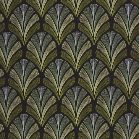Casadeco Elegáns Art deco oliva színű vlies tapéta Folies St James Vert Olive 53 cm X 10 m