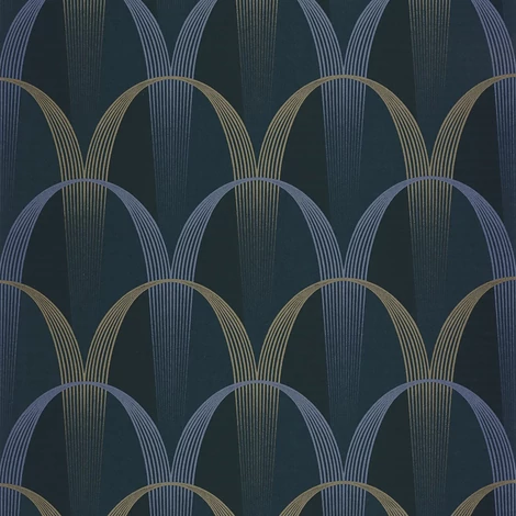 Casadeco Geometrikus kék vlies tapéta Entree Des Artistes Bleu Outremer/Mordore 53 cm X 10 m