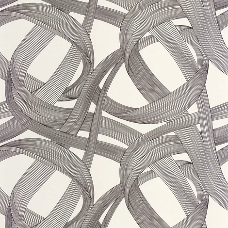 Casadeco Hullám mintás fekete-fehér vlies tapéta Shimmy Noir Fusain Lin 53 cm X 10 m