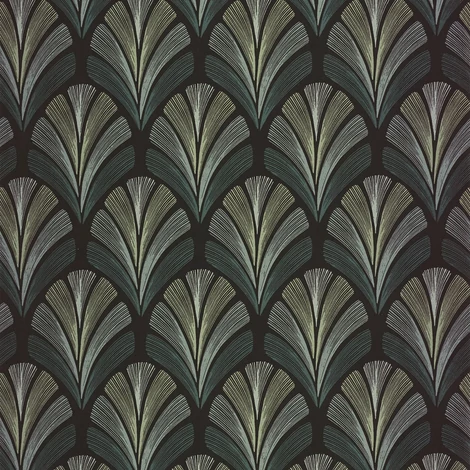 Casadeco Elegáns Art deco kékes zöld vlies tapéta Folies St James Vert Taiga 53 cm X 10 m