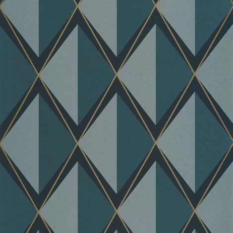 Casadeco Kék vlies tapéta geometrikus mintával Chaplin Bleu Petrole 53 cm X 10 m