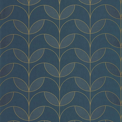 Casadeco Elegáns kék vlies tapéta metál fénnyel Mistinguett Bleu Petrole 53 cm X 10 m