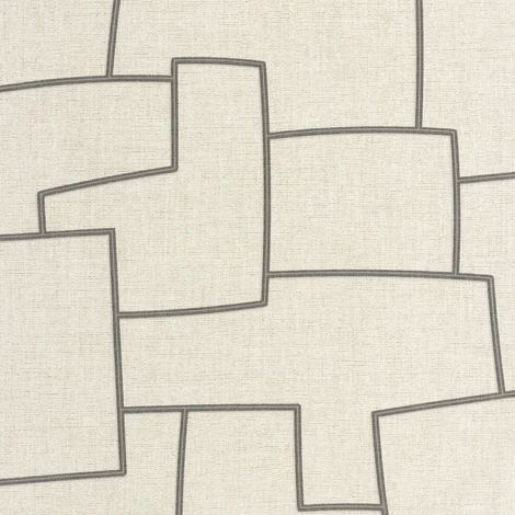 Casadeco Absztrakt geometriai mintás drapp-fekete vinyl tapéta Inca Grege/Noir 53 cm  X 10 m