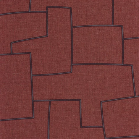 Casadeco Absztrakt geometriai mintás bordó vinyl tapéta Inca Amarena 53 cm  X 10 m