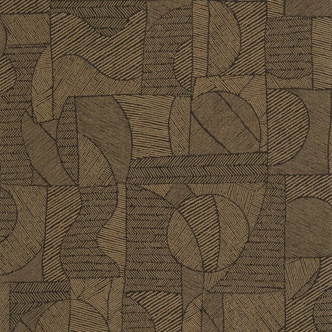 Casadeco Geometriai mintás modern fekete-arany vinyl tapéta Baman Or/Noir 53 cm X 10 m