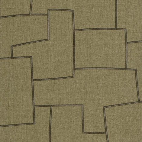 Casadeco Absztrakt geometriai mintás keki vinyl tapéta Inca Vert Kaki 53 cm  X 10 m