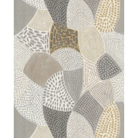 Casadeco Absztrakt mintás szürke-mustársárga vinyl poszter tapéta Fresco Nature 200 cm X 2,5 m