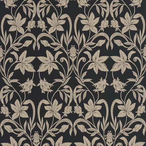 Casadeco virág mintás fekete vlies tapéta Primrose Noir Fusain 53 cm X 10 m