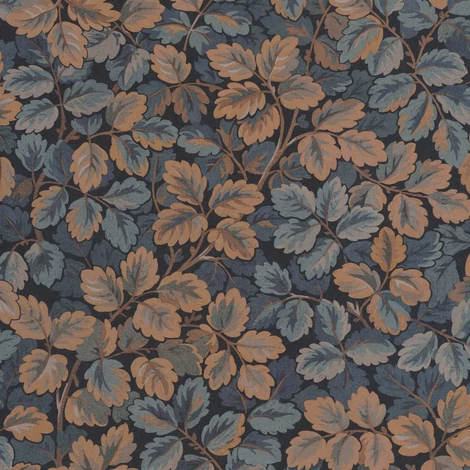 Casadeco levél mintás kékes barna vlies tapéta Regent's Park Encre 53 cm X 10 m
