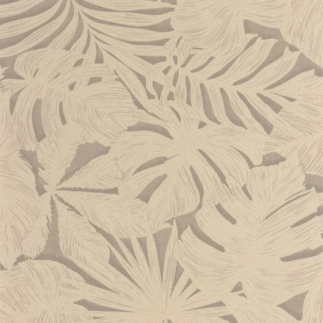 Casadeco Pálmalevél mintás barnás bézs vinyl tapéta Granada Beige Lin 53 cm X 10 m