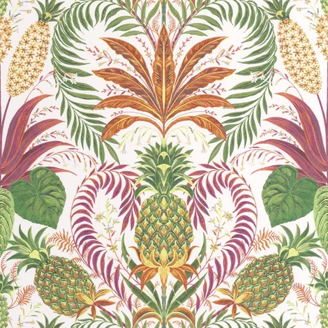 Casadeco egzotikus ananászos színes vlies tapéta Samba Fuchsia 53 cm X 10 m