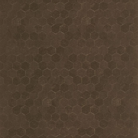 Casadeco hexagon mintás sötétbarna vinyl tapéta finom metál fénnyel Meli Noir Fusain 53 cm X 10 m